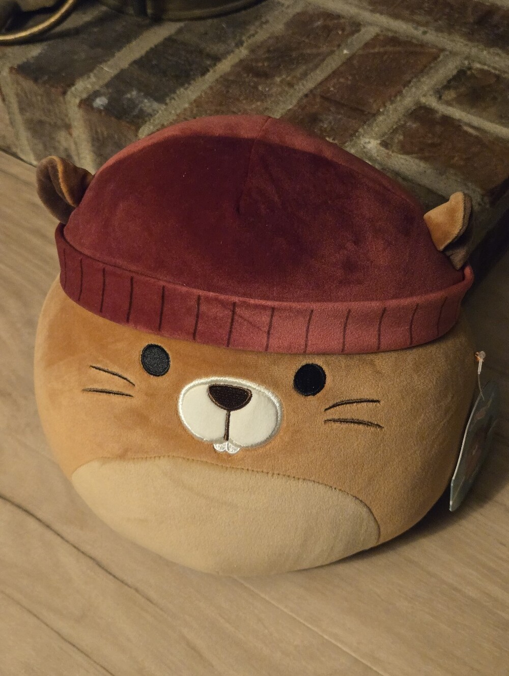 Squishmallows Chip the Beaver 8" - 10" Plush with Red Maroon Beanie